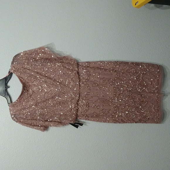 Adrianna Papell Women's Beaded Mesh Blouson Dress - Picture 13 of 13